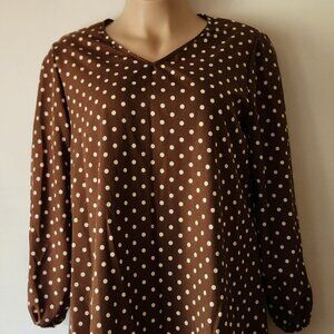 Cute polka dot dress sz XXL brown white lightweight EUC
